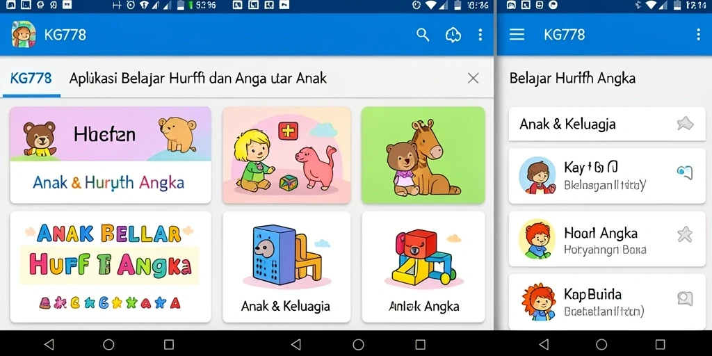 Antarmuka KG778 yang ceria dan edukatif untuk anak-anak.