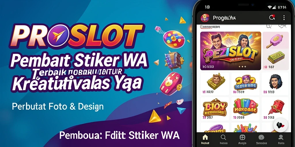 Tampilan antarmuka aplikasi PROSLOT untuk Pembuat Stiker WA yang menarik.