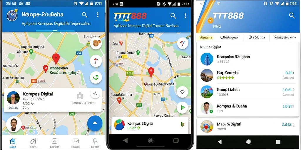 Antarmuka TTT888 menampilkan kompas digital yang jelas dan mudah digunakan.