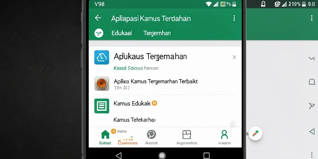 Tampilan antarmuka V98 yang ramah pengguna dan fungsionalitas Kamus Terjemahan.